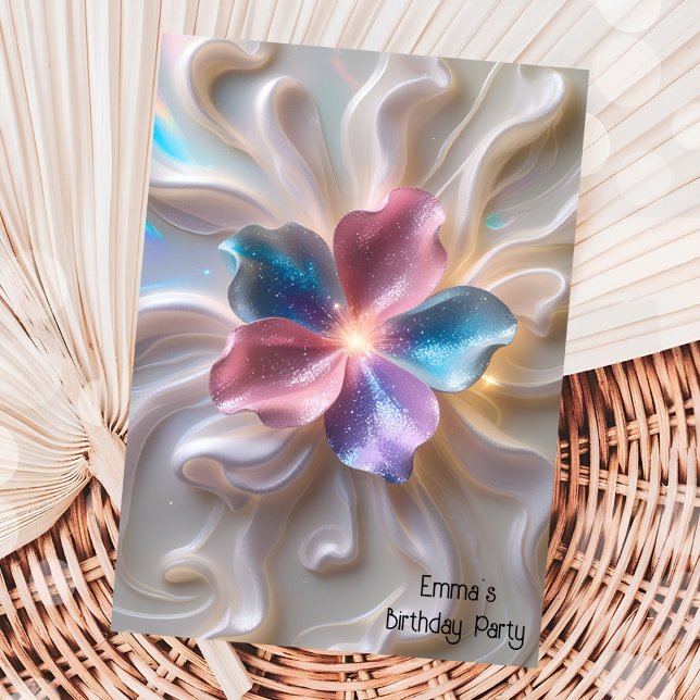 Convite Aniversário de ouro rosa moderno (Criador carregado)