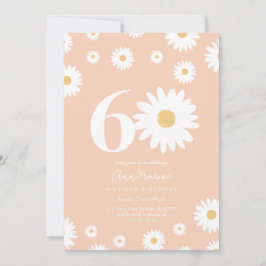 Convite Aniversário de Padrão Floral Retro de Sessenta Ano