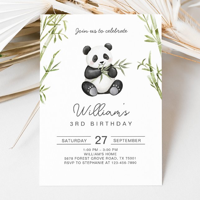 Convite Aniversário de Panda: Bambu Verde (Criador carregado)