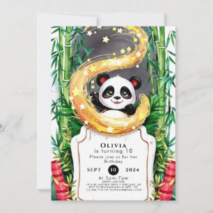 Convite Aniversário de Panda Simples para Crianças de Bamb