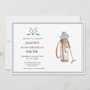 Convite Aniversário de PAR-TEE com tema de golfe simples