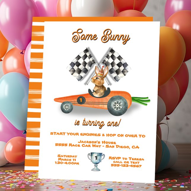 Convite Aniversário de Páscoa de Primavera de de Carro Rac (Criador carregado)