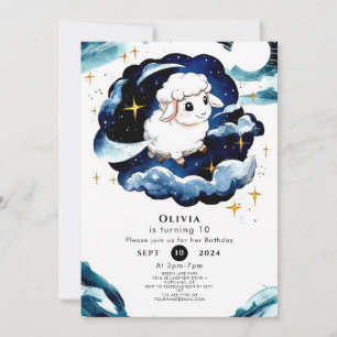 Convite Aniversário de Pastel Ovino Encantado