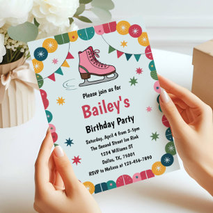 Convite Aniversário de Patinação no Gelo Retrô