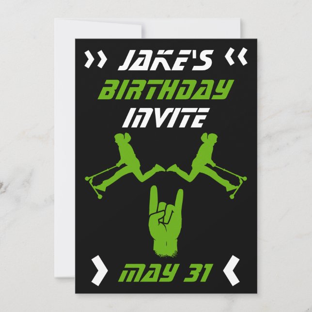 Convite Aniversário de Patinete de Truques para Meninos  (Frente)