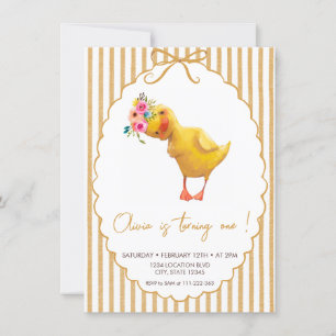 Convite Aniversário de Patinho Fofo Minimalista
