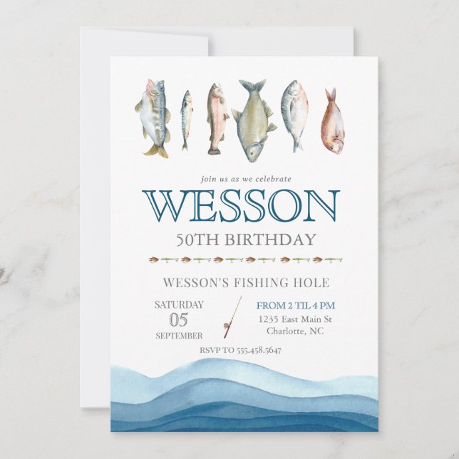 Convite Aniversário De Peixe, Pescador De Passageiros (Frente)