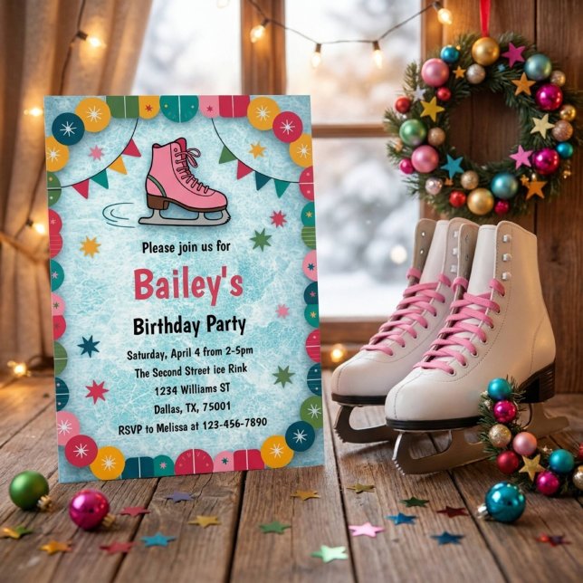 Convite Aniversário de Pele de Gelo Retro (Criador carregado)