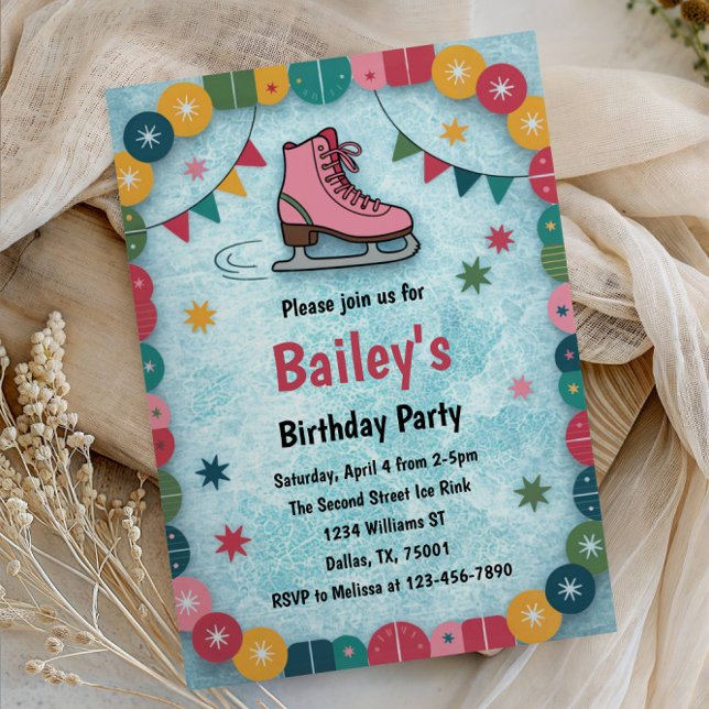 Convite Aniversário de Pele de Gelo Retro (Criador carregado)