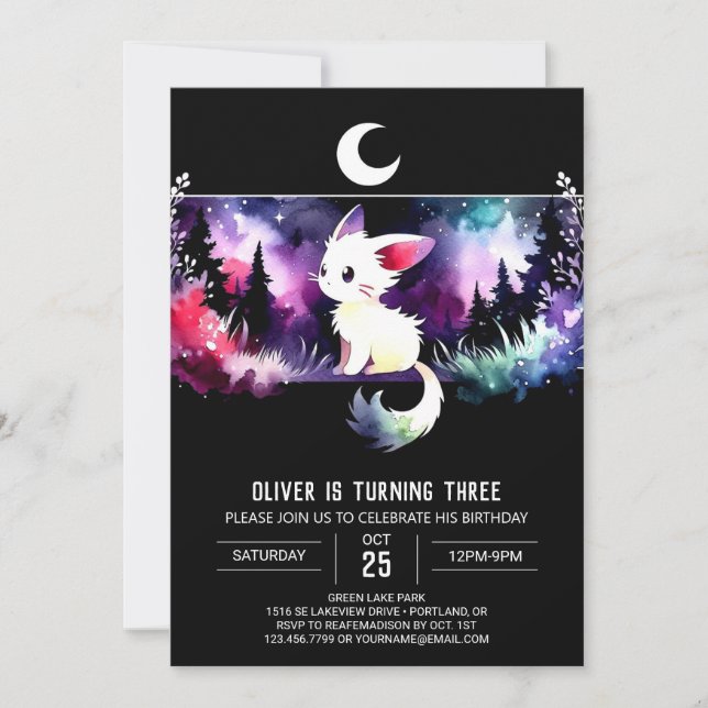 Convite Aniversário de Pequeno Gato Personalizado (Frente)