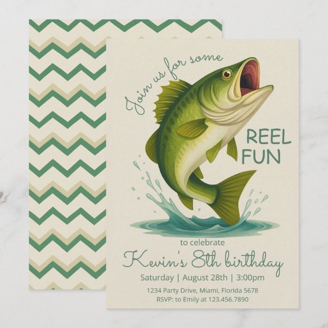 Convite Aniversário de Pesca Divertida (Frente/Verso)