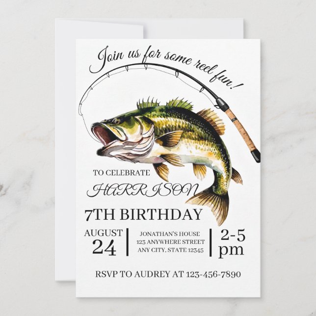 Convite Aniversário de Pesca Editável (Frente)
