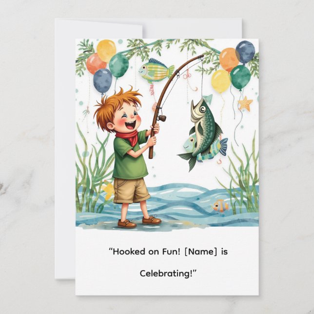 Convite Aniversário de Pesca para Festa de Pequenos Anglas (Frente)