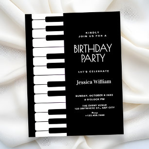 Convite aniversário de piano