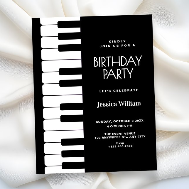 Convite aniversário de piano  (Criador carregado)