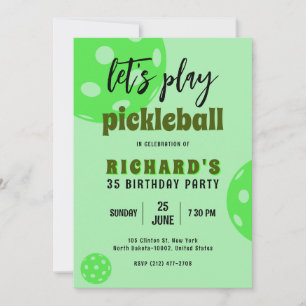 Convite Aniversário de Pickleball Verde Festa de Esportes 