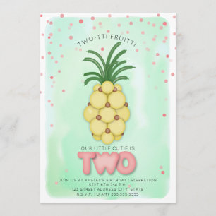 Convite Aniversário de Pineapple Balon Pink Twotti Fruitti
