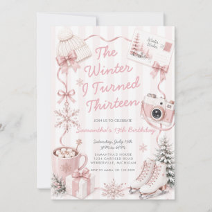 Convite Aniversário de Pink The Winter I Turned Thirteen 