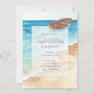 Convite Aniversário de pintura de aquarela azul
