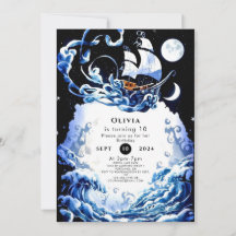 Aniversário de Pirata de Aventura Editável Simples