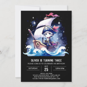Convite Aniversário de Pirata Simples de Navio