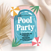 Aniversário de Piscina Cor-de-Rosa Ensolarada em P