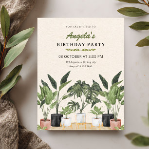 Convite Aniversário de plantas verdes