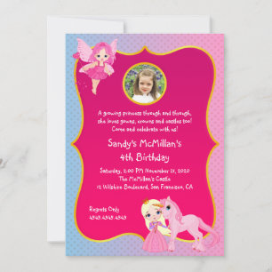 Convite Aniversário de Pônei, Princesa Rosa