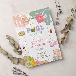 Convite Aniversário de Praia de Abacaxi de Verão Tropical