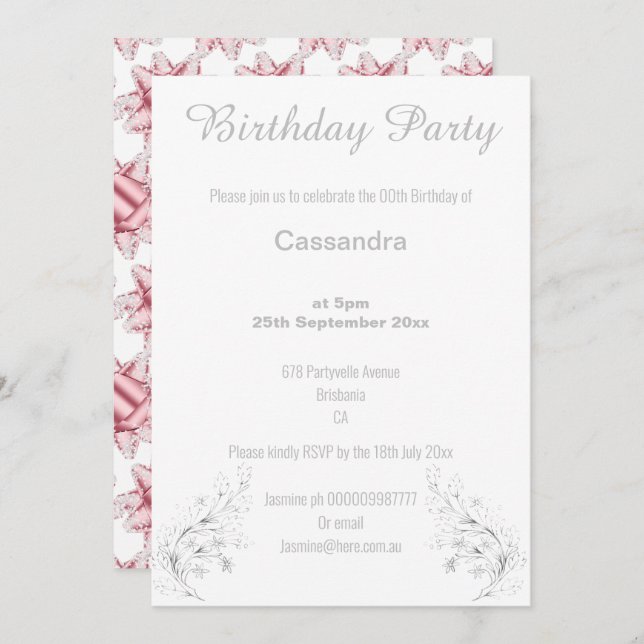 CONVITE ANIVERSÁRIO DE PRATA E ARCO BRANCO (Frente/Verso)