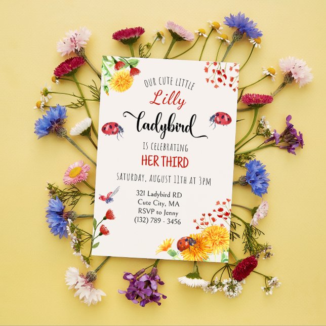 Convite Aniversário de Primavera de Verão de Ladybird Baby (Criador carregado)