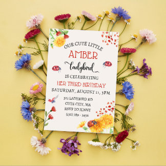 Convite Aniversário de Primavera de Verão de Ladybird Baby