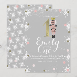 Convite Aniversário de Primeiro Ano com Noz Nutcracker e F