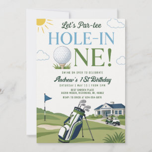 Convite Aniversário de Primeiro Ano de Golfe Pessoal