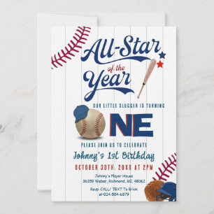 Convite Aniversário de Primeiro Ano do Calouro de Beisebol