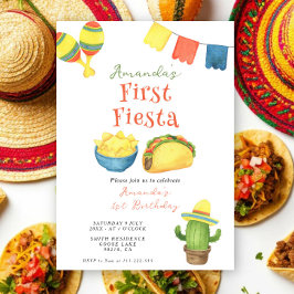 Convite Aniversário de Primeiro Ano Fiesta Aquarela