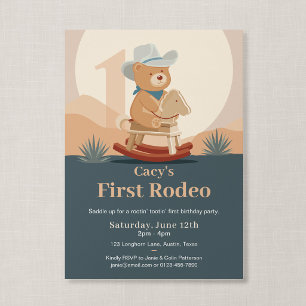 Convite Aniversário de Primeiro Rodeio do Cowboy Ursinho