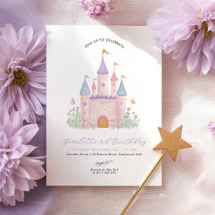 Convite Aniversário de Princesa Castelo Encantado Elegante