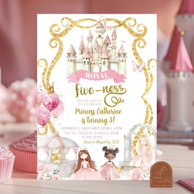 Convite Aniversário de Princesa com Realeza Quíntupla (Criador carregado)
