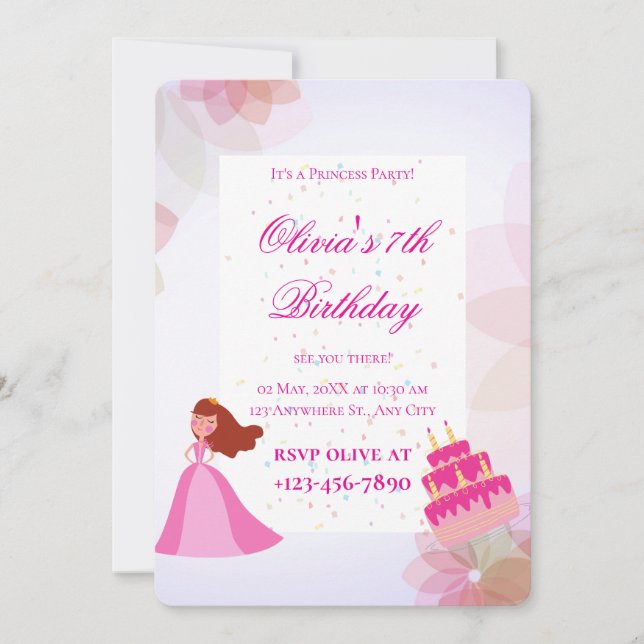 Convite Aniversário de princesa da Disney elegante (Frente)