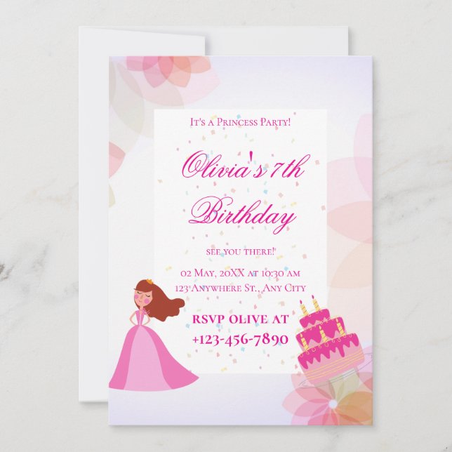 Convite Aniversário de princesa da Disney elegante (Frente)