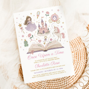 Convite Aniversário de Princesa do Conto de Fadas Era Uma