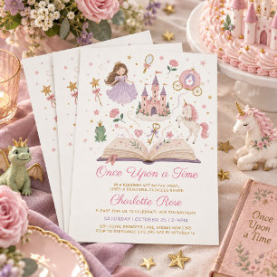 Convite Aniversário de Princesa do Conto de Fadas Era Uma