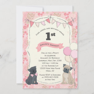 Convite Aniversário de Pugs e Kisses