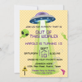 Convite Aniversário de qualquer idade de Alien fora do mun