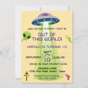 Convite Aniversário de qualquer idade de Alien fora do mun