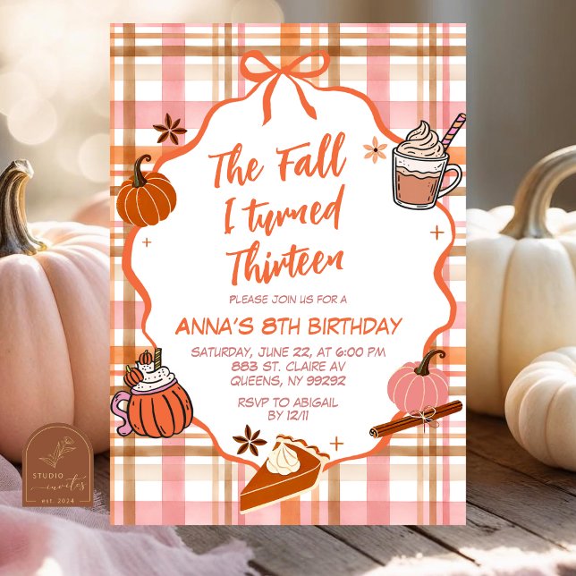 Convite Aniversário de Qualquer Idade Fantasioso O Outono (Criador carregado)