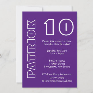 Convite Aniversário de qualquer idade Roxo e Branco