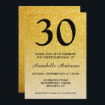 Convite Aniversário de qualquer Luz Dourada Negra<br><div class="desc">Celebre a sua celebração de aniversário com este Convite de Cartão de Aniversário do Glam Na moda Black e Dourado Glitter Sparkle.</div>