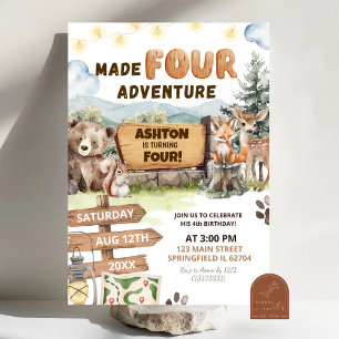Convite Aniversário de Quatro Aventuras em Acampamentos